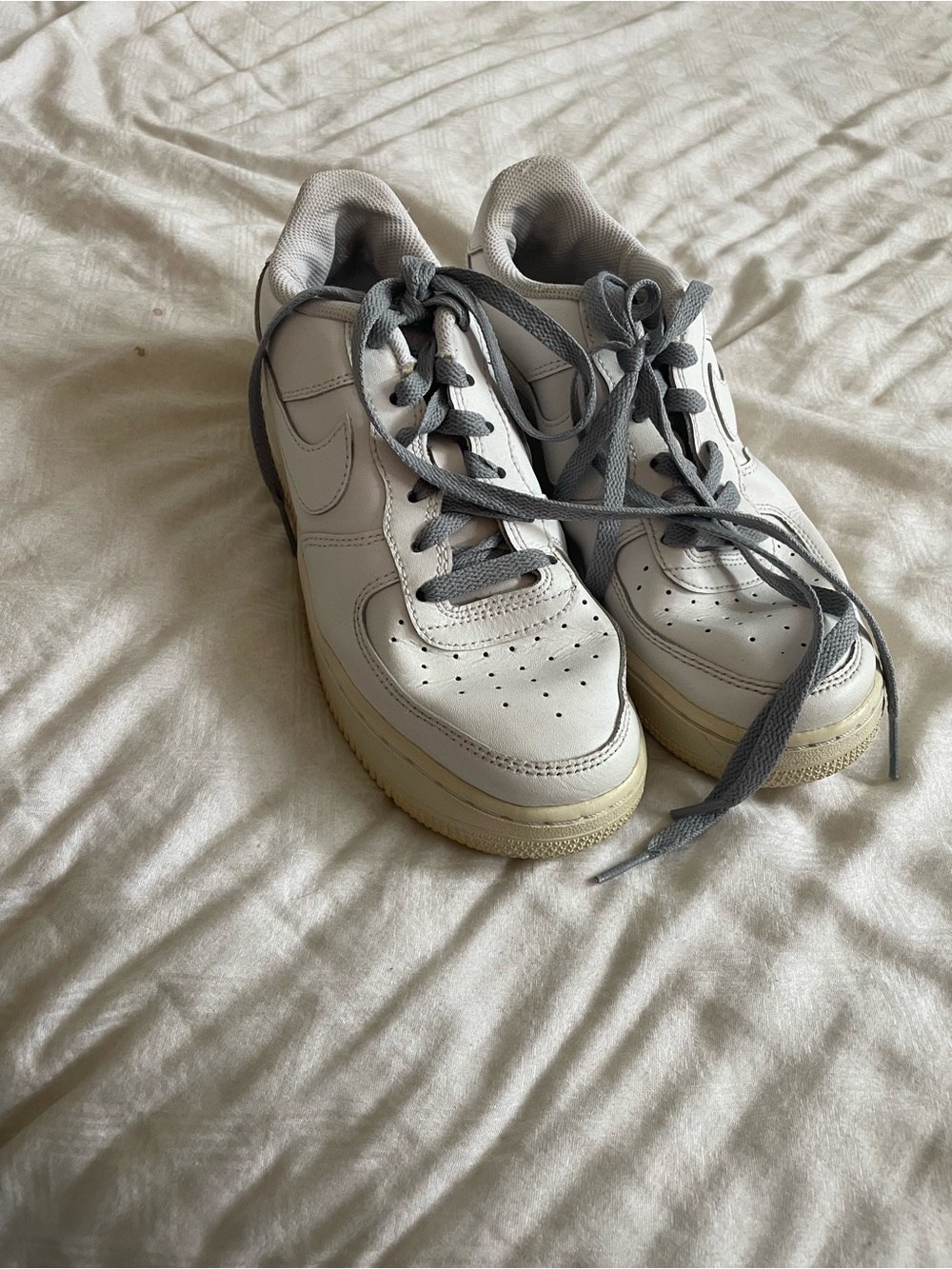 Nike Kids White Sneakers with Gray Accents